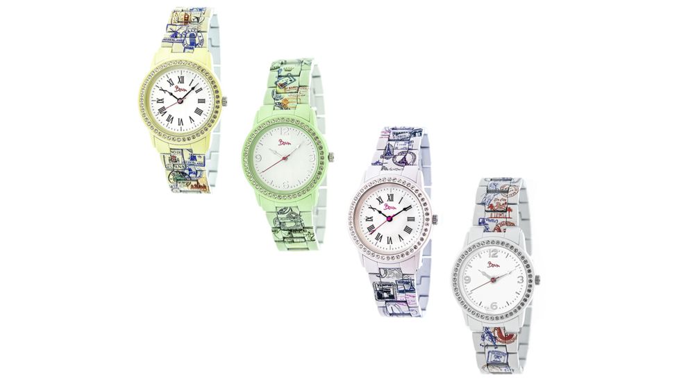 Boum Bon Voyage Unique-Print Ceramic-Bracelet Watch