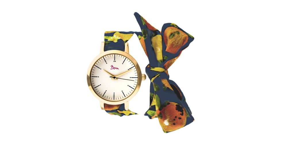 Boum Arc Floral-Print Wrap Watch - Women's, Gold/Navy, 34mm, BOUBM5002