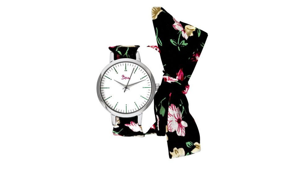 Boum Arc Floral-Print Wrap Watch - Women's, Silver/Black, 34mm, BOUBM5006