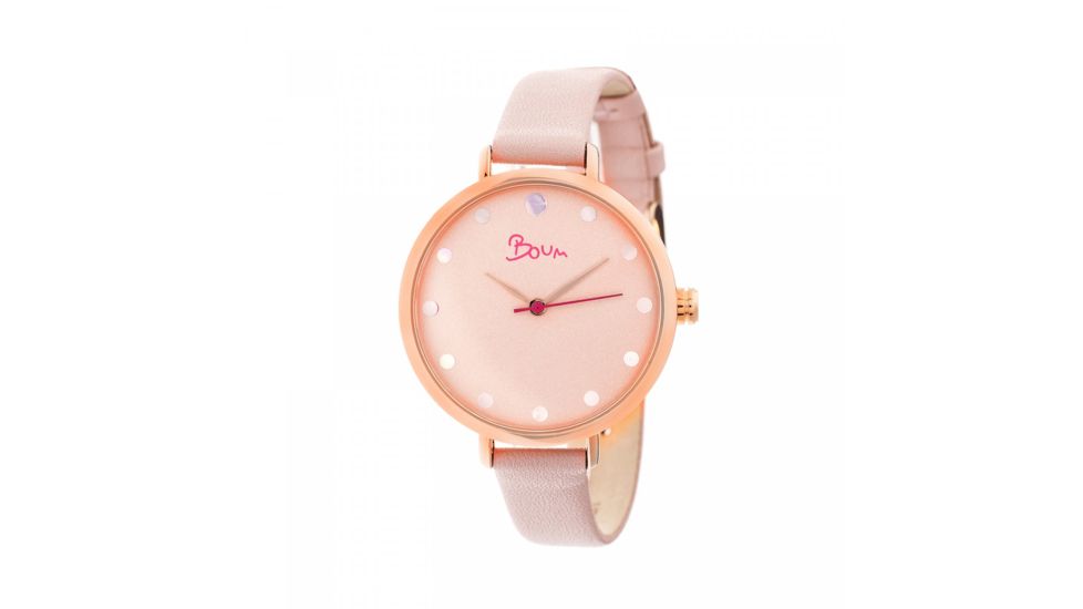 Boum Perle Leather-Band Watch, Rose Gold/Light Pink, BOUBM5105