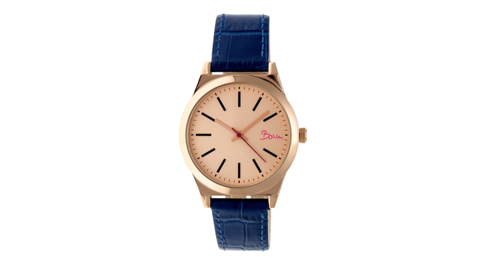 Boum Energie Leather-Band Watch, Gold/Blue, Standard BOUBM4506