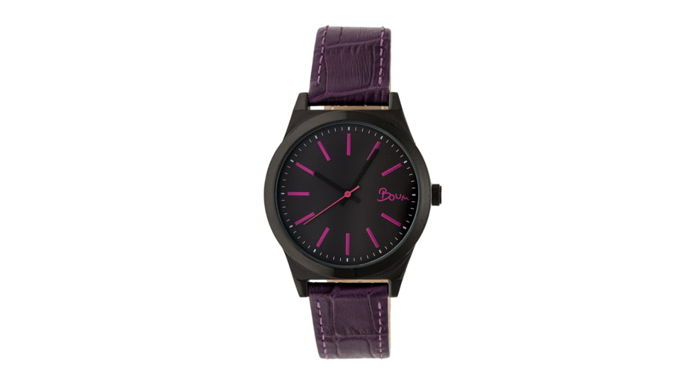 Boum Energie Leather-Band Watch, Black/Plum, Standard BOUBM4507