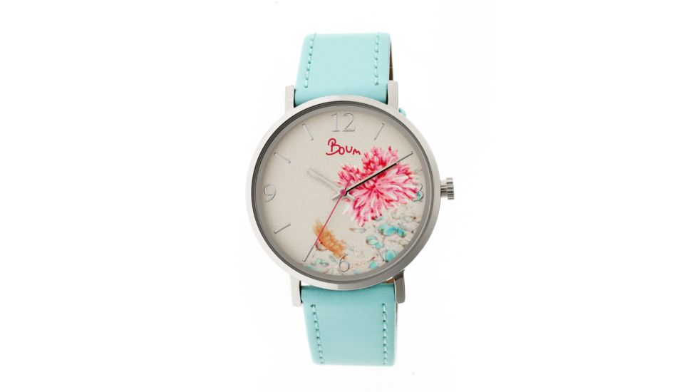 Boum Mademoiselle Floral-Dial Watch, Silver/Blue, Standard BOUBM3002