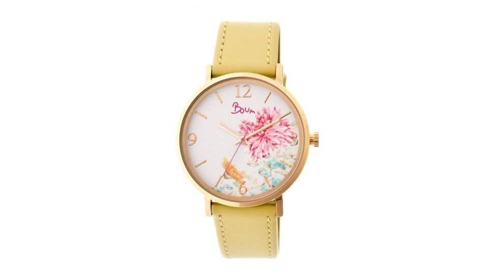 Boum Mademoiselle Floral-Dial Watch, Gold/Yellow, Standard BOUBM3003