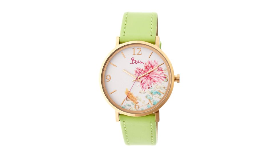 Boum Mademoiselle Floral-Dial Watch, Rose Gold/Lime, Standard BOUBM3006