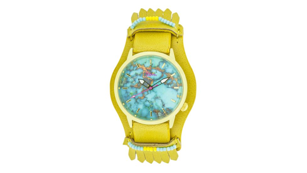 Boum Originaire Leather-Band Watch w/Fringed Sheath, Yellow, Standard BOUBM4002