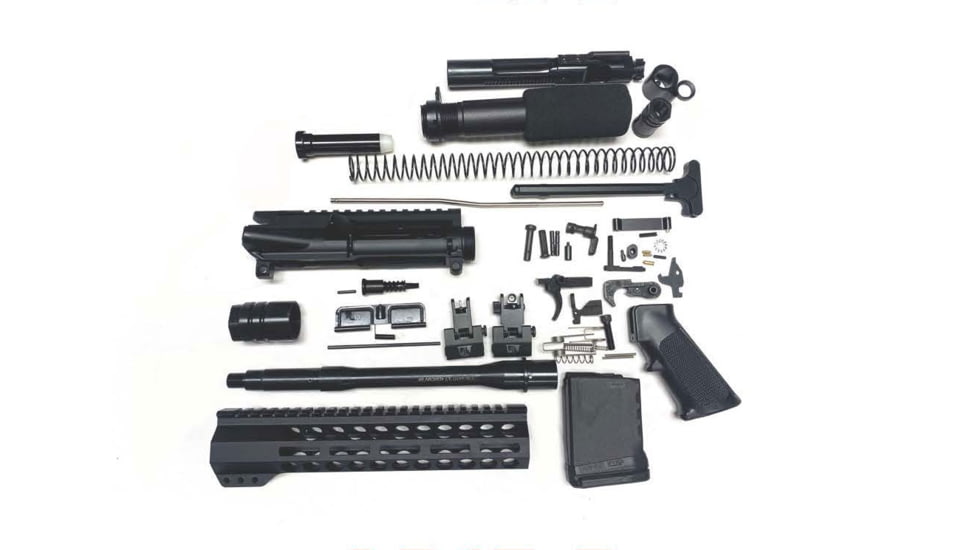 Bowden Tactical AR-15 Pistol Build Kit, 5.56, 10.5in Barrel, 10in Handguard, Flash Hider, Black, J27110