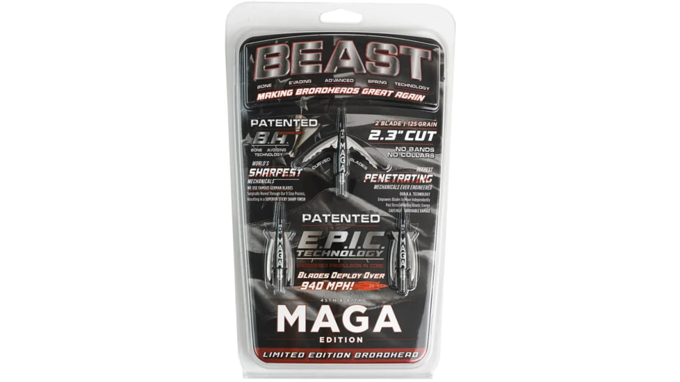 Bowmar Beast MAGA Edition Broadhead 125 gr, 2.3 in, 3 Pk, 1503727