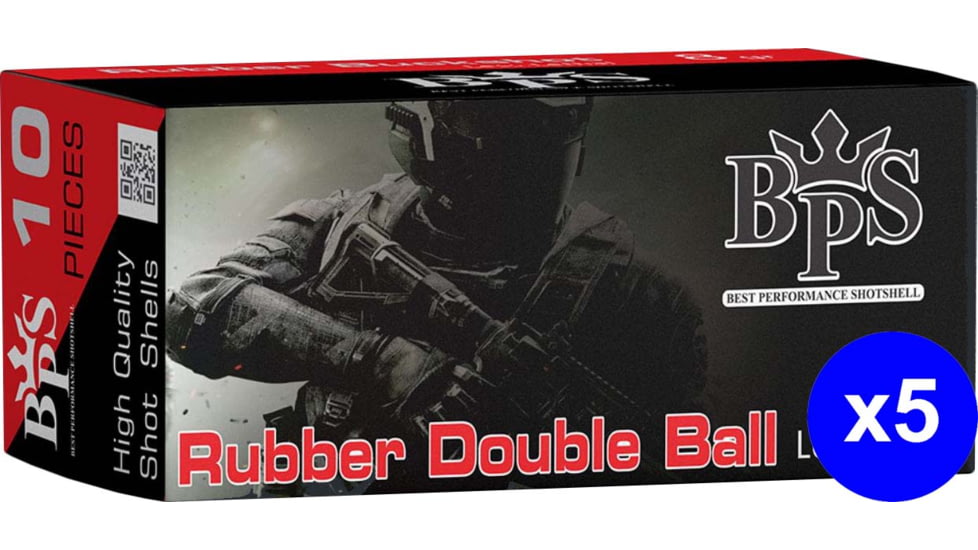 BPS 12 Gauge 8 Grain 2/7 oz 2.75in Rubber Double Ball Centerfire Shotgun Ammo, 50 Rounds