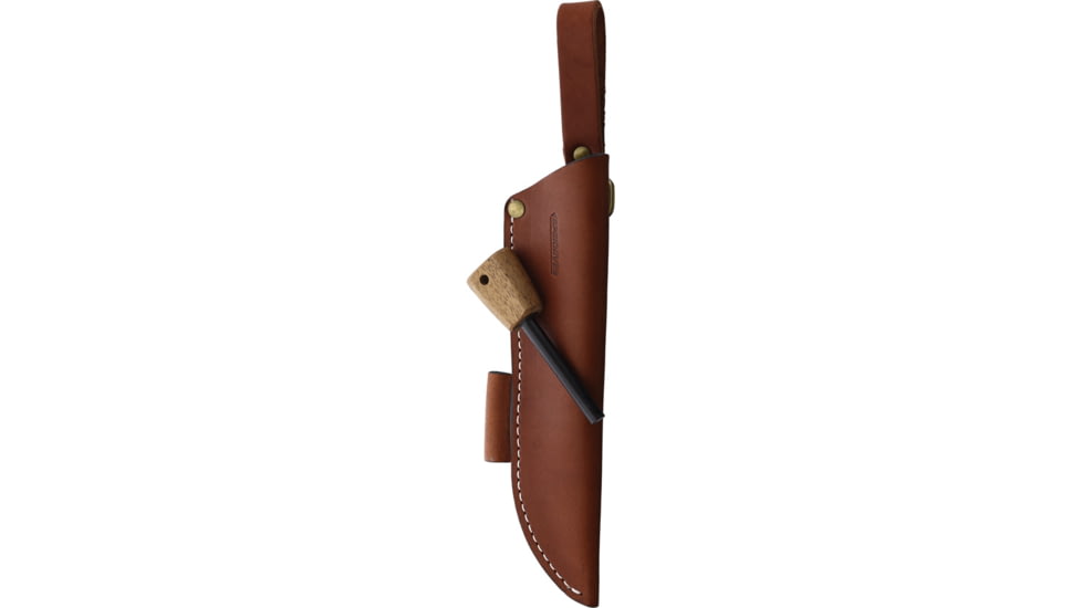 BPS Knives Adventurer Camping Fixed Blade Kniffe, 10.13in Overall, 5.25in, Satin Scandi Grind 1066 Carbon Steel Blade, Walnut Handle, Leather Sheath, ADVENTURERCSHF