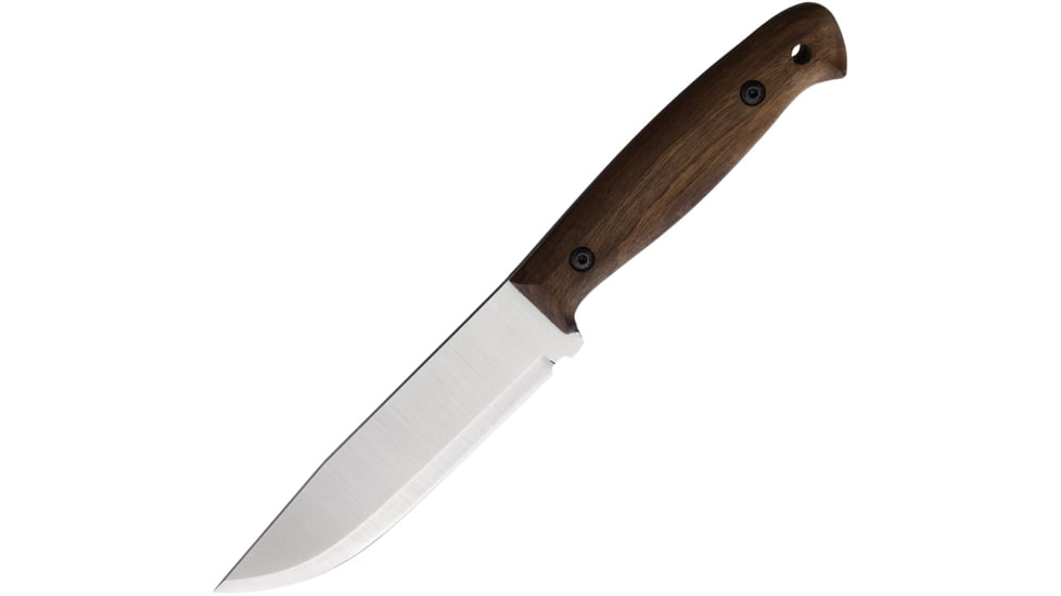 BPS Knives Adventurer Camping Fixed Blade Kniffe, 10.13in Overall, 5.25in, Satin Scandi Grind 1066 Carbon Steel Blade, Walnut Handle, Leather Sheath, ADVENTURERCSHF