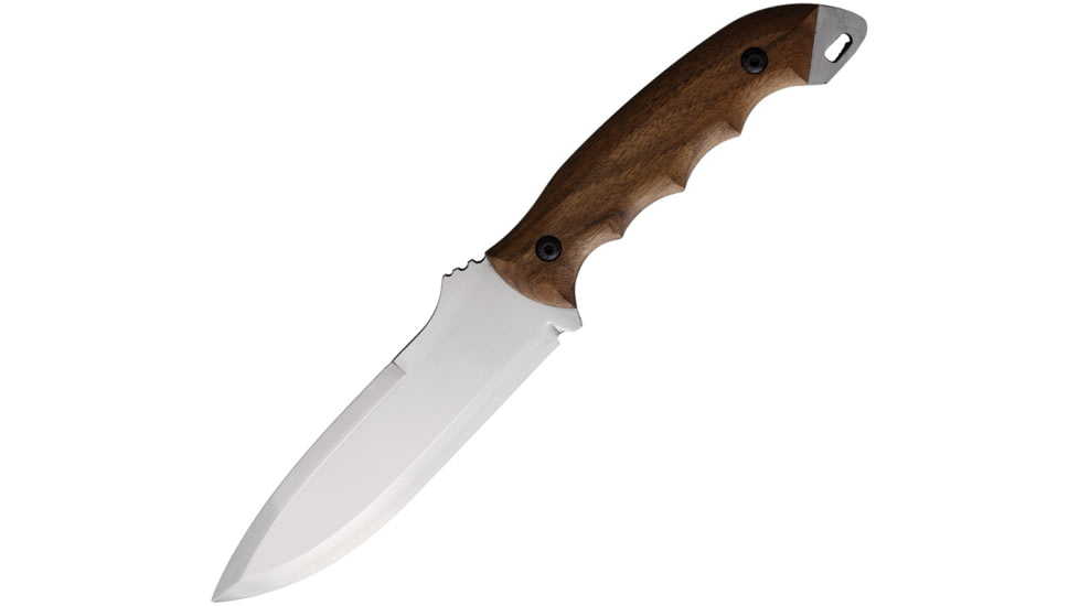 BPS Knives Bushcraft 1060HC Fixed Blade Knife, 10.25in Overall, 5.25in, Scandi Grind 1060HC Steel, Satin Blade, Walnut Handle, Leather Sheath, HK2CSH
