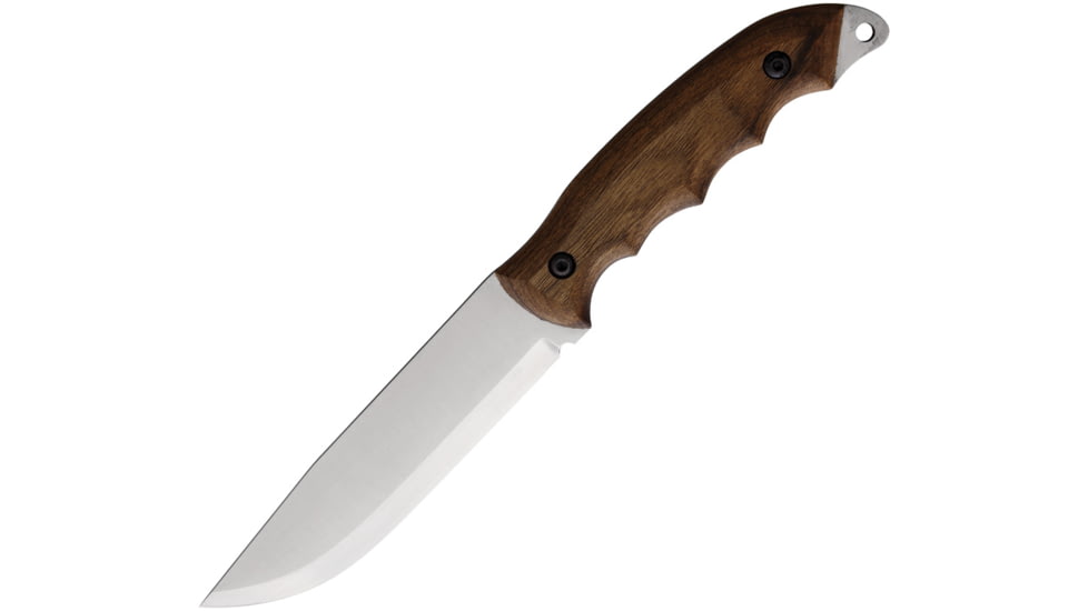 BPS Knives Bushcraft 1066 Carbon Fixed Blade Knife, 10in Overall, 5in, Scandi Grind 1066 Carbon Steel, Satin Blade, Walnut Handle, Leather Sheath, HK5CSH