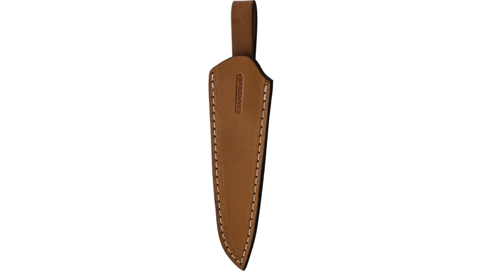 BPS Knives 5Cr14MoV Compact Camping Fixed Blade, 7.75in Overall, 3.63in, Scandi Grind 5Cr14MoV, Satin Blade, Walnut Handle, Leather Sheath, BS1FTSSSH