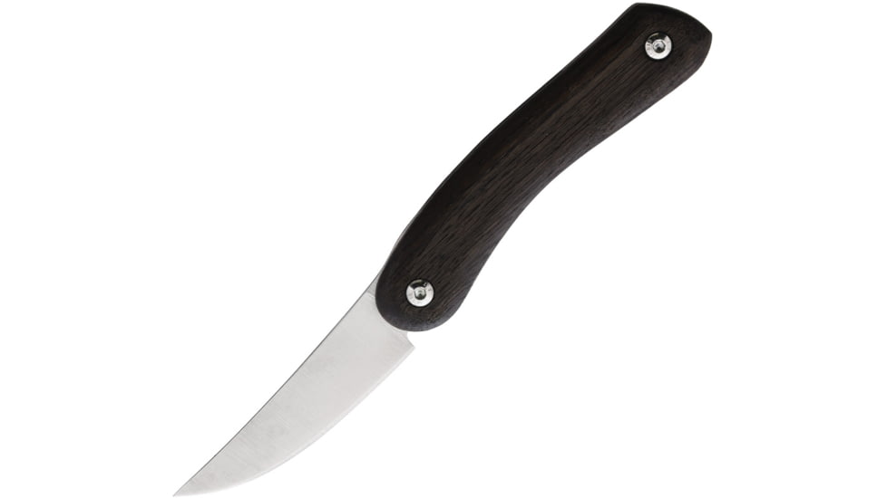 BPS Knives Friction Folding Knife, 5.25in Closed, 3in, 5Cr14MoV, Satin Blade, Black Oiled Oak Handle, Leather Sheath, FRICTION FOLDER