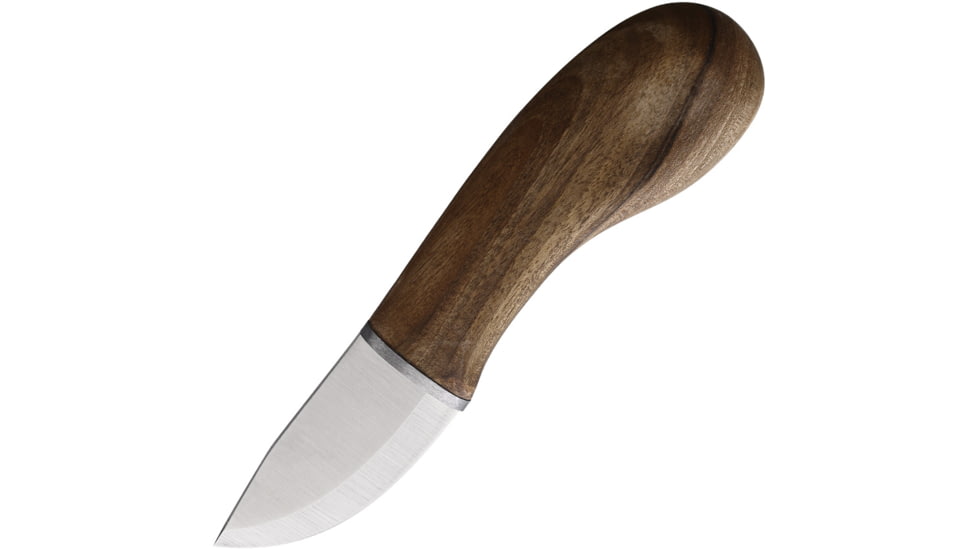 BPS Knives Small EDC Fixed Blade Knife, 6.5in Overall, 2.38in, Scandi Grind 5Cr14MoV, Satin Blade, Walnut Handle, Leather Sheath, MK1SSH