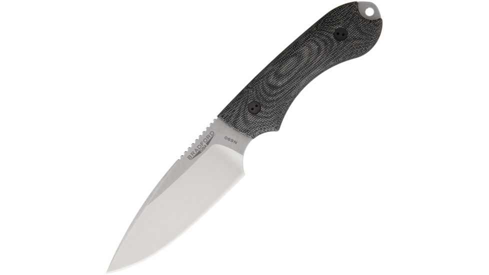 Bradford Knives Guardian 4 3D Fixed Blade Knife, 4.75in, N690 Steel, Standard Edge, Stonewash, Black, Canvas Micarta Handle BRAD4FE101