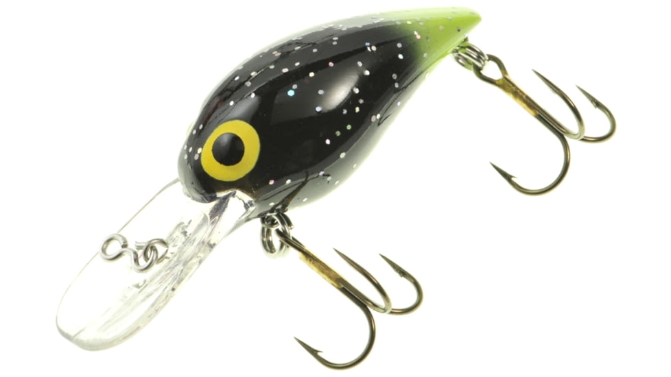 Brads Wiggler Crankbait, Floating/Sinking, Black/Silver Flakes with Chartreuse Tail, 3in, 3/8oz, BW-72