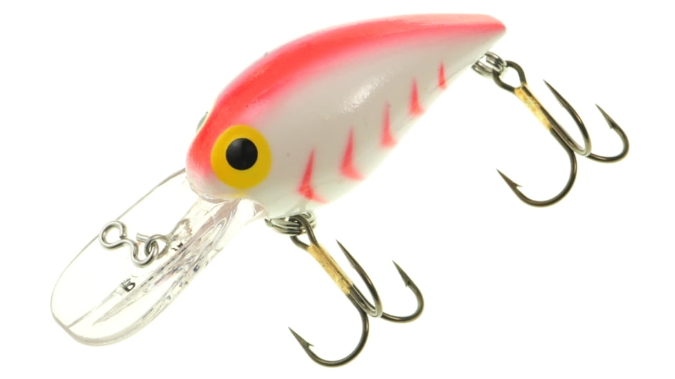 Brads Wiggler Crankbait, Floating/Sinking, Luminous White Glows Blue with Red Herringbone, 3in, 3/8oz, BW-115