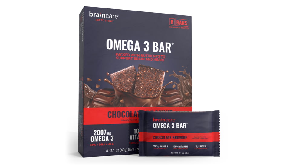 Braincare Omega 3 BarR - Chocolate Brownie - Box 8 Count, 8242