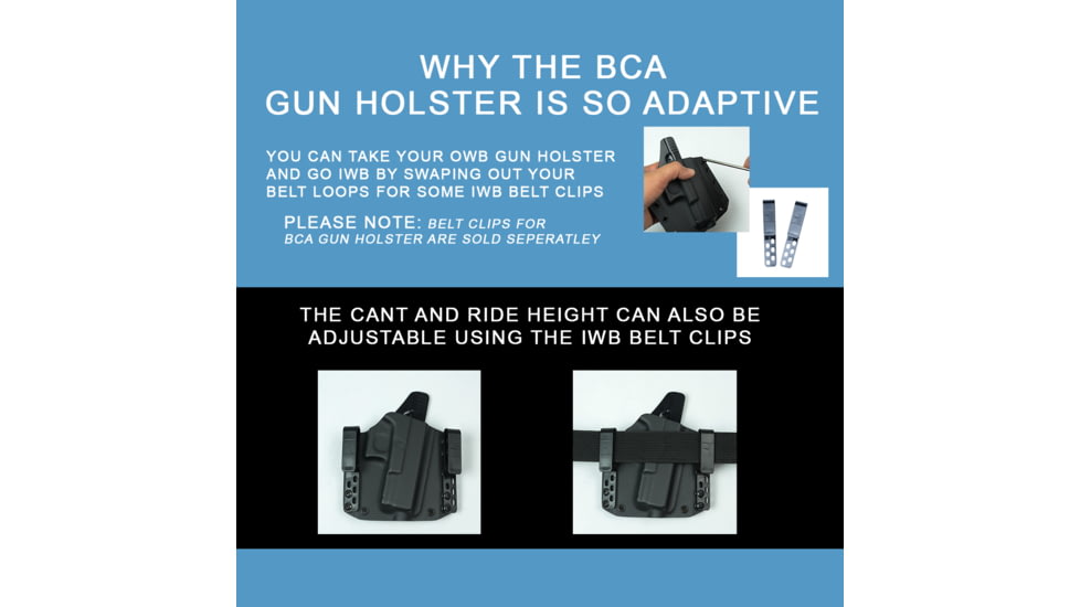 Bravo Concealment OWB BCA 3.0 Holster, Glock 19, 23, 32, 19X, 19 MOS, 45, Gen 3-5, Right Hand, 1.50in Belt Loop, Black, Small, 850007014667