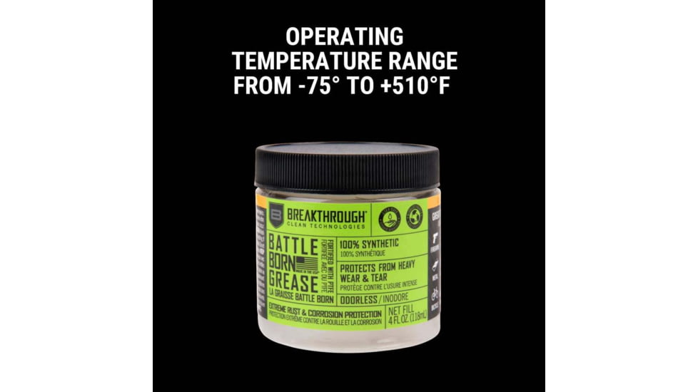 Breakthrough Clean Technologies Battle Born Grease fortified with PTFE, 4 Ounce, BTG-4OZ