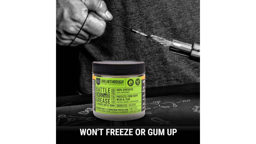 Breakthrough Clean Technologies Battle Born Grease fortified with PTFE, 4 Ounce, BTG-4OZ