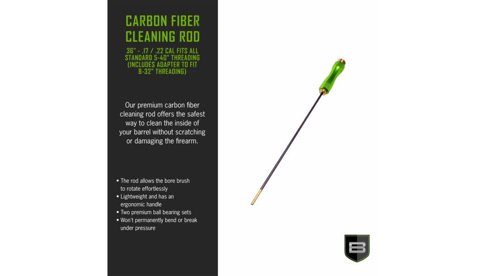 Breakthrough Clean Technologies Carbon Fiber Cleaning Rod w/Rotating, Aluminum Handle, 36in, BT-CFRR-RF36