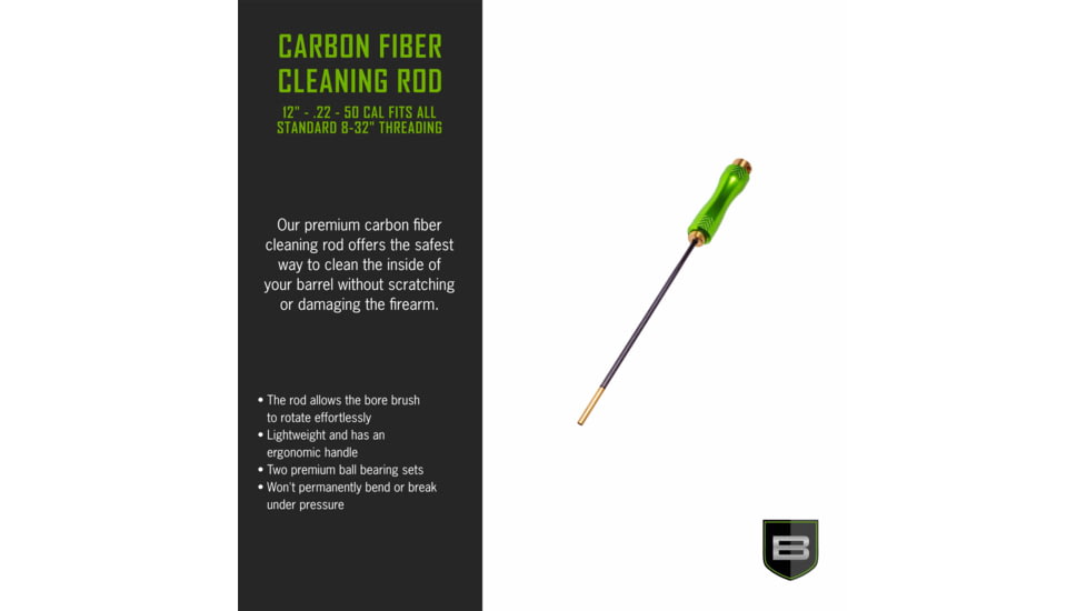 Breakthrough Clean Technologies Carbon Fiber Cleaning Rod with Rotating, Ergonomic Aluminum Handle, 5mm, 12in, BT-CFRR-12