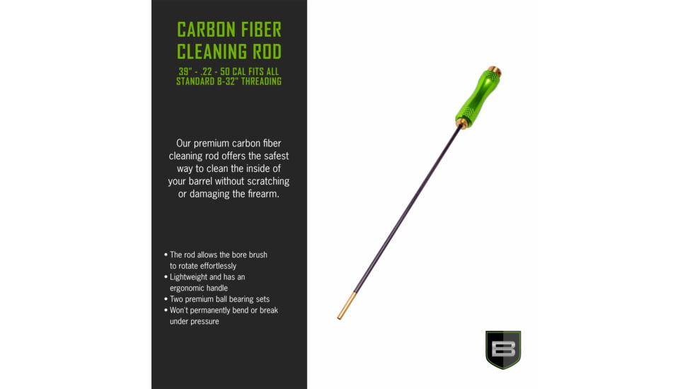 Breakthrough Clean Technologies Carbon Fiber Cleaning Rod with Rotating, Ergonomic Aluminum Handle, 5mm, 39in, BT-CFRR-39