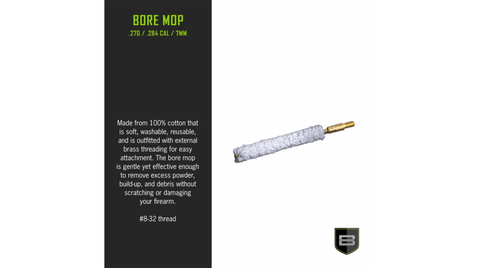 Breakthrough Clean Technologies Cotton Bore Mop, .270 Winchester/.284 Winchester/7mm, White, BT-270/284/7BM