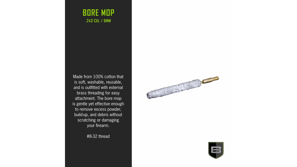 Breakthrough Clean Technologies Cotton Mop .243 Cal/6mm, BT-243/6BM