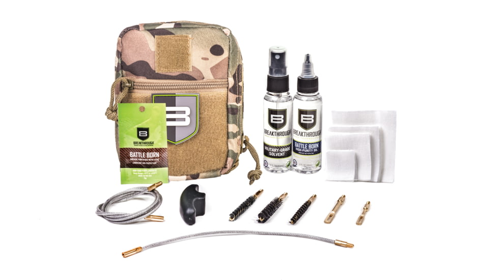 Breakthrough Clean Technologies Nylon Pouch with Molle - Cable Pull Through Cleaning Kit, Camo, .223 Caliber / .30 Caliber / 9mm, BT-QWIC-MIL-CAM