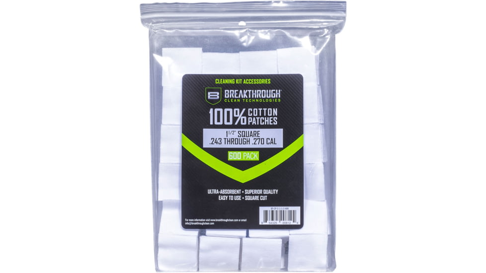 Breakthrough Clean Technologies Square Cotton Patches - 1-1/2in x 1-1/2in - 600pcs/Pack with Plastic Tray, BT-CP-S-1-1/2"-600