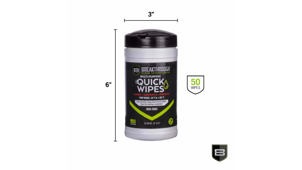 Breakthrough Clean Technologies Synthetic CLP Quick Wipes - 50 Count Canister - 5in x 6in Wipes, 50 Count, BT-CLP-QW-50
