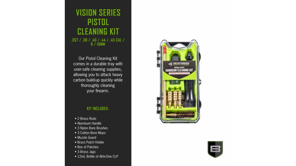 Breakthrough Clean Technologies Vision Series Hard-Case Handgun Cleaning Kit, .38 Cal/.40 Caliber/.45 Caliber, BT-CCC-P