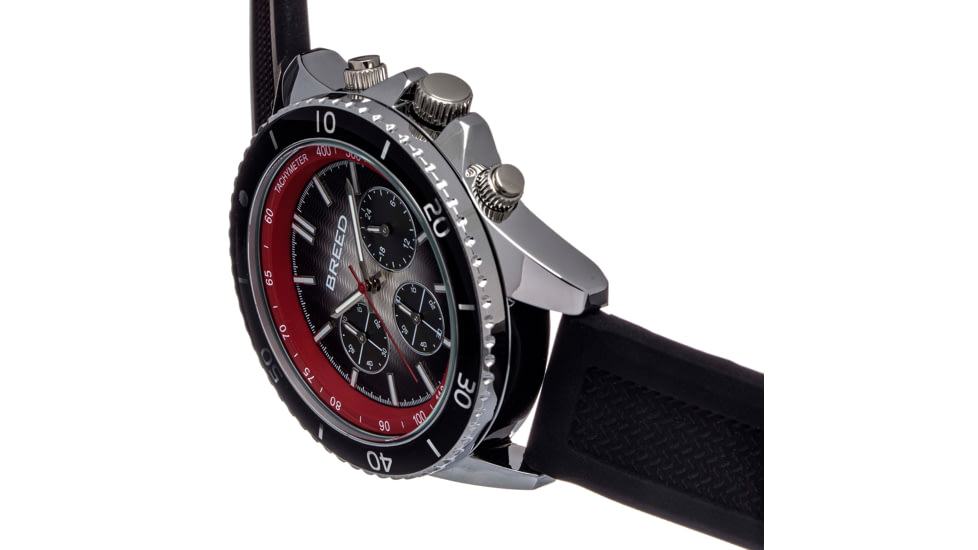 Breed Chronograph Strap Watch, Black/Red, BRD9104, Black/Red, One Size, BRD9104