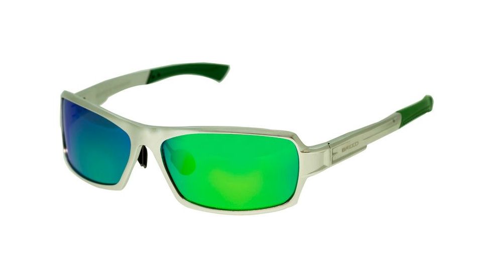 Breed Cosmos Sunglasses, Silver Titanium Frame, Blue-Green Lens BSG013SR