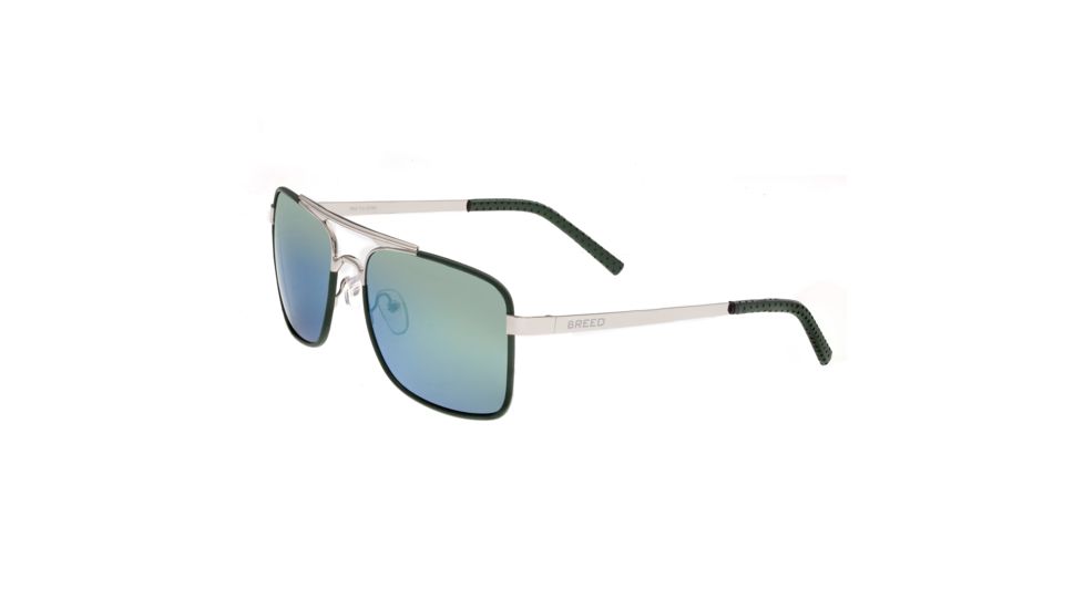 Breed Sunglasses Draco Sunglasses, Silver / Blue-Green BSG047SL
