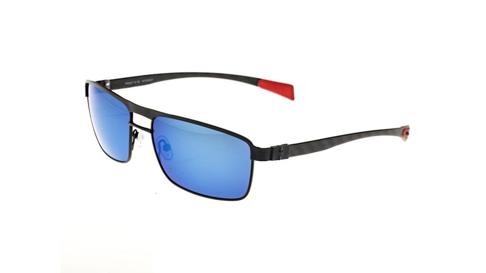 Sunglasses Taurus 005BK, Black Titanium Frame, Blue Mirror Lens