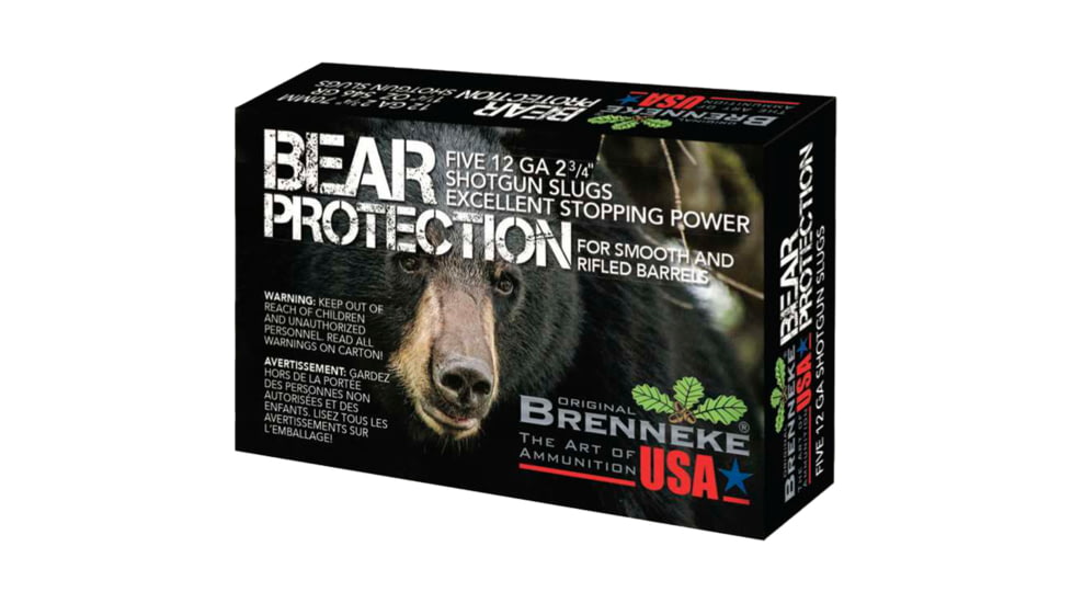 Brenneke Bear Protection Slugs 12 Gauge 1 1/4 oz 2.75 in Slug Shotgun Ammo, 5 Rounds, Red, SL-122BP