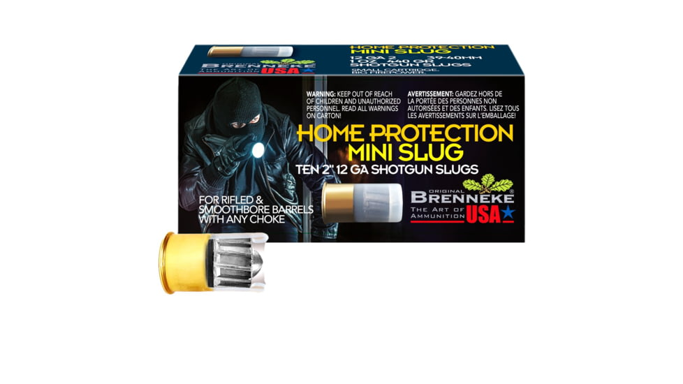 Brenneke Mini 12 Gauge 1.75in Slug Shotgun Ammunition, 10 Round, Black, SL-122MS
