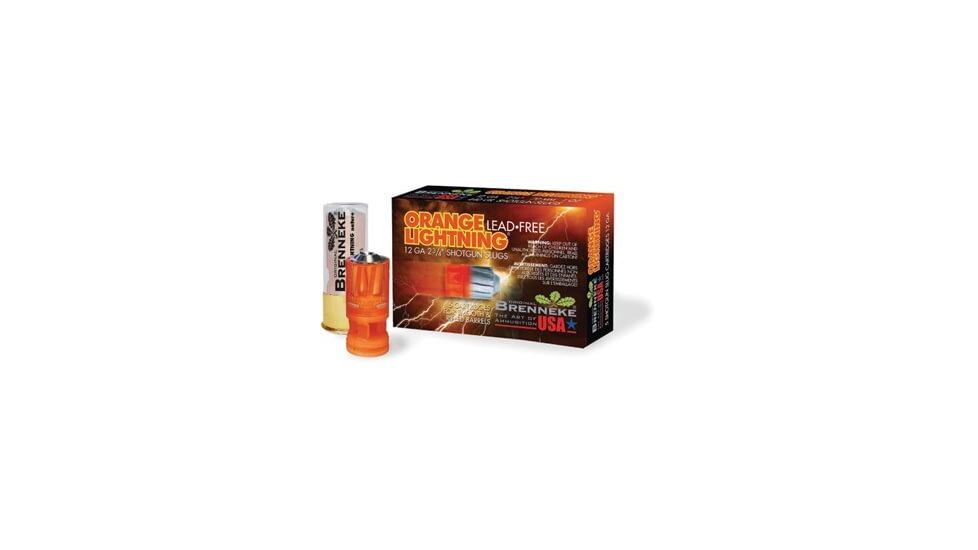 Brenneke Orange Lightning Lead Free Sabot 12 Gauge 2.75in Shotgun Slug Ammo, 5 Rounds, SL-122OLN