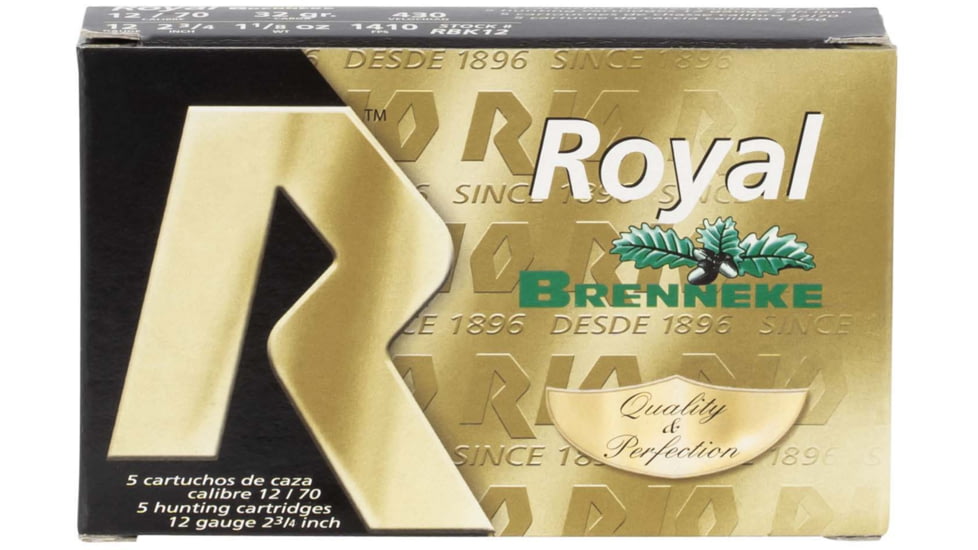 Brenneke Royal 12 Gauge 1 1/8 oz 2.75in Centerfire Shotgun Slug Ammo, 5 Rounds, RBK12