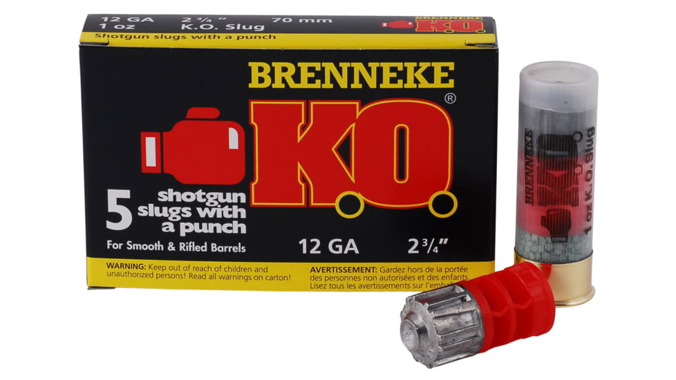 Brenneke K.O. 12 Gauge 1 oz 2 3/4in Centerfire Shotgun Ammo, 5 Rounds, SL122KO
