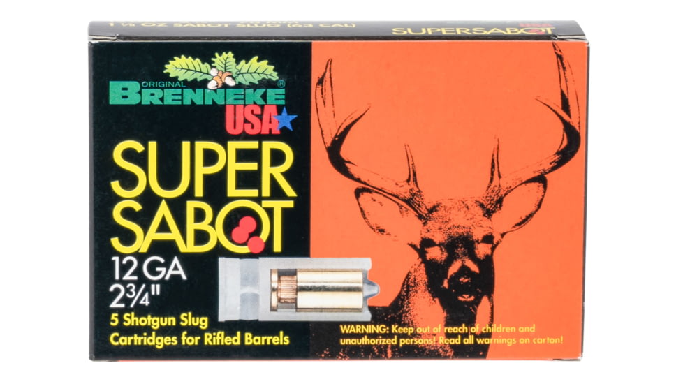 Brenneke Super Sabot 12 Gauge 1/8 oz 1in Sabot Centerfire Shotgun Slug Ammo, 5 Rounds, Sl122Sus