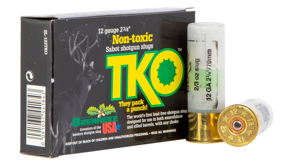 Brenneke TKO 12 Gauge 2/3 oz 2.75in Centerfire Shotgun Slug Ammo, 5 Rounds, Sl122Tko