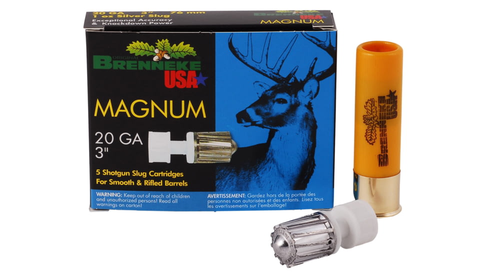Brenneke Magnum 20 Gauge 1 oz 3in Centerfire Shotgun Ammo, 5 Rounds, SL203M