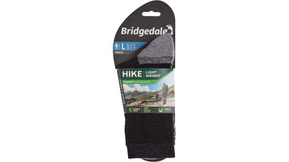 Bridgedale Hike Lightweight Merino Endurance Ankle Socks - Mens, Black/Silver, Extra Large, 710528-822-XL