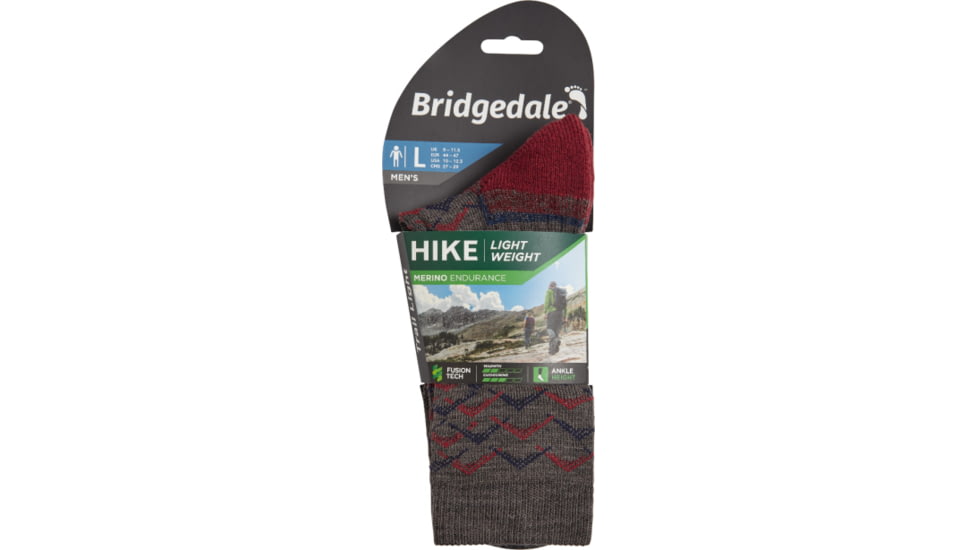 Bridgedale Hike Lightweight Merino Endurance Socks - Mens, Brown/Dark Red, Medium, 710096-127-M